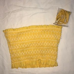 yellow ruffle bikini top